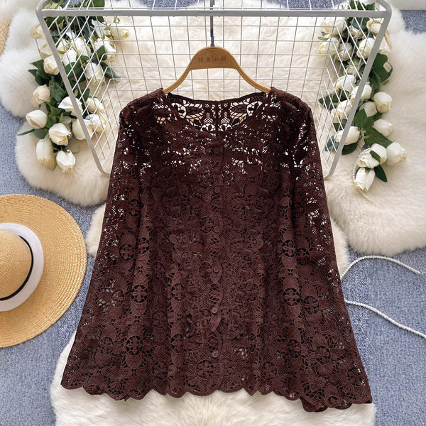 Blusa de Encaje Calado para Mujer