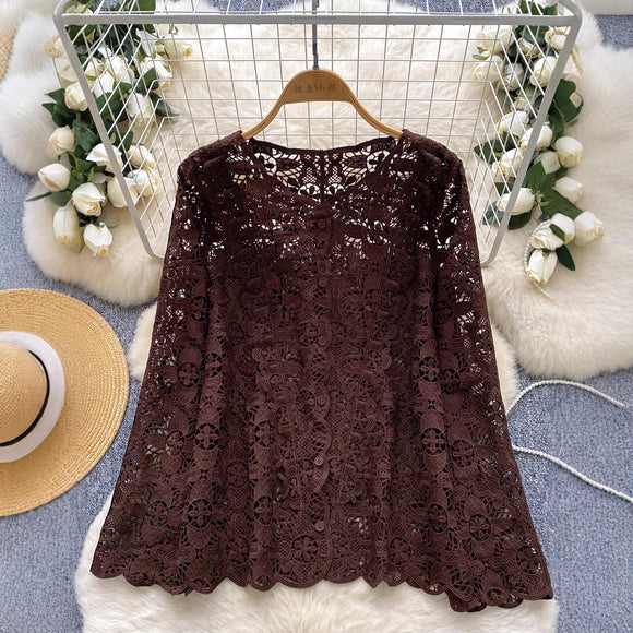 Blusa de Encaje Calado para Mujer