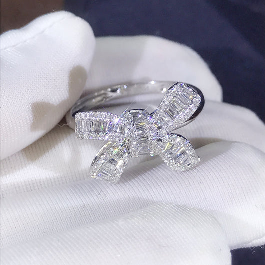 Anillo de Diamante Simulado con Moño - Joya de Lujo y Elegancia para Novia - Image 19