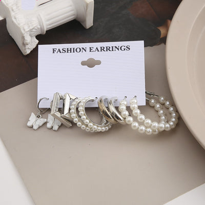 Aretes Mariposa de Aro con Perla y Acrílico - Image 3