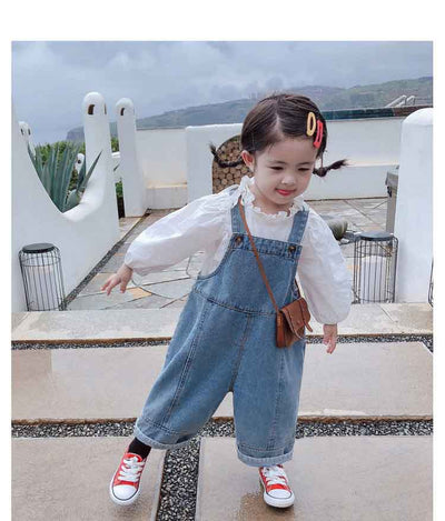 Pantalones Denim Infantiles con Tirantes para Otoño - Image 34
