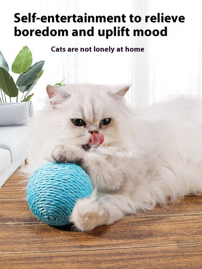 Oversized sisal ball cat toy in natural primary color, displayed on a light beige pedestal. - Image 12