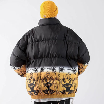 Parka Acolchada Oversized Hip Hop Degradado Harajuku para Hombre - Image 13