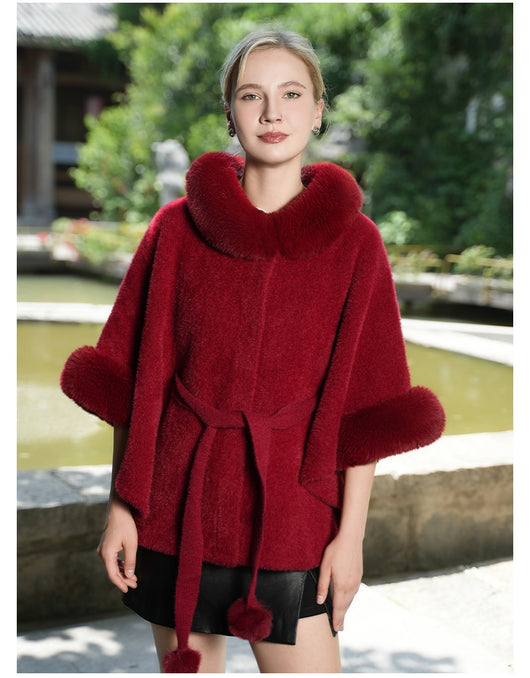 Capa de Piel Sintética con Cuello de Felpa y Cinturón para Otoño e Invierno - Image 14