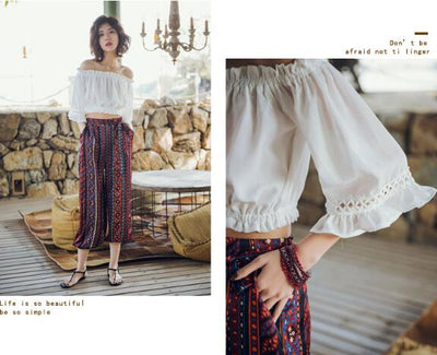 Blusa de Playa Blanca con Mangas Acampanadas para Mujer - Image 11