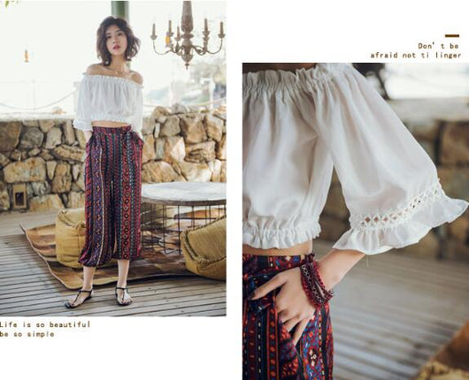 Blusa de Playa Blanca con Mangas Acampanadas para Mujer - Image 11