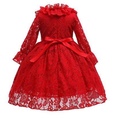 Vestido Elegante de Manga Larga con Encaje Floral para Niña - Image 10