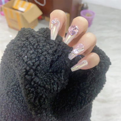 Uñas Postizas con Diamantes de Princesa - Adhesivas y Reutilizables - Image 4