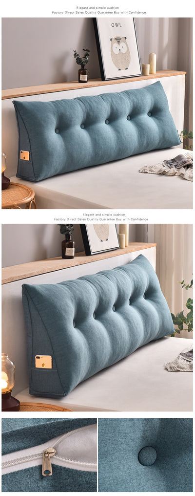 Cojín Triangular de Algodón y Lino Desmontable para Cabecera de Cama - Image 18