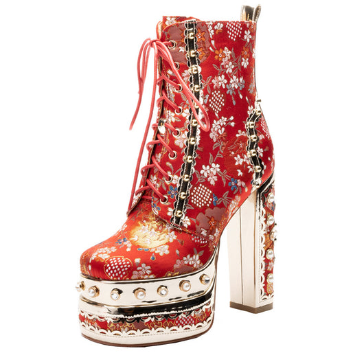 Botas Martin Plataforma Ultra Tacón Alto con Remaches y Seda - Image 15