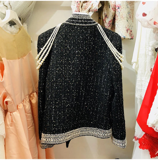 Chaqueta de Lentejuelas Perladas con Borlas y Cuentas para Mujer - Image 7