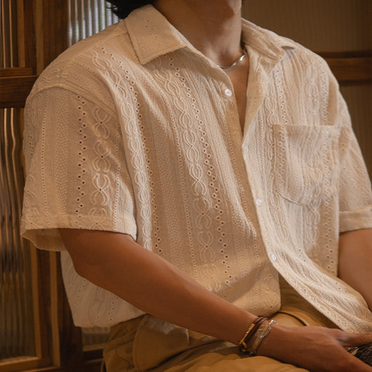 Camisa Vintage Hombre Jacquard Calada - Image 2