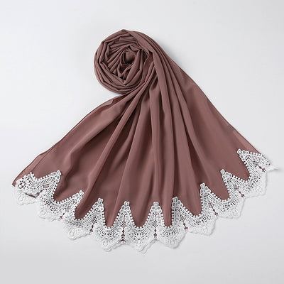 Pañuelo de Gasa Perla con Encaje Malayo - Diseño Cosido a Mano - Image 53