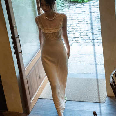 Vestido Elegante Retro Francés de Seda con Encaje - Colección Festiva - Image 12