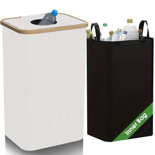 Cesta Organizadora de Bambú con Tapa Extraíble para Reciclaje - Image 8