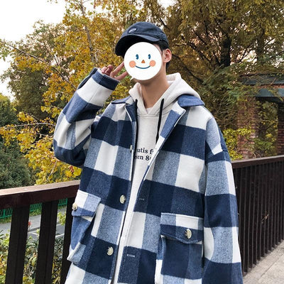 Abrigo Cuadrille Suelto Estilo Hong Kong para Jóvenes - Lana Otoño Invierno - Image 12