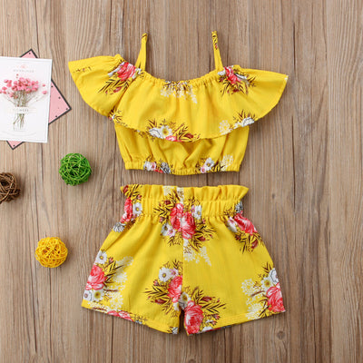 Conjunto de Shorts Floral con Cuello para Niña - Image 7