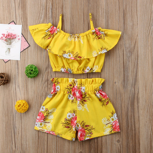 Conjunto de Shorts Floral con Cuello para Niña - Image 7