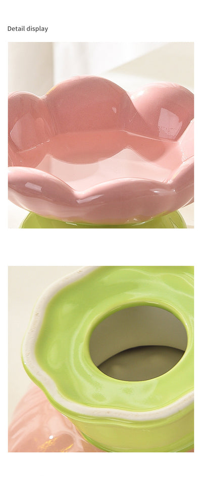 Comedero Elevado para Gatos de Cerámica Rosa - Diseño Inclinado Anti-Vómito y Fatiga de Bigotes - Image 23