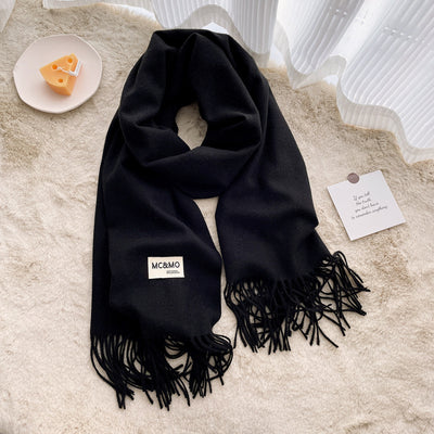 Bufanda de Cachemira Tassel Monocromática - Elegancia y Calidez - Image 8