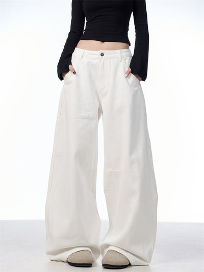 Pantalón Blanco Ancho de Pierna Recta Casual y Suelto - Image 28
