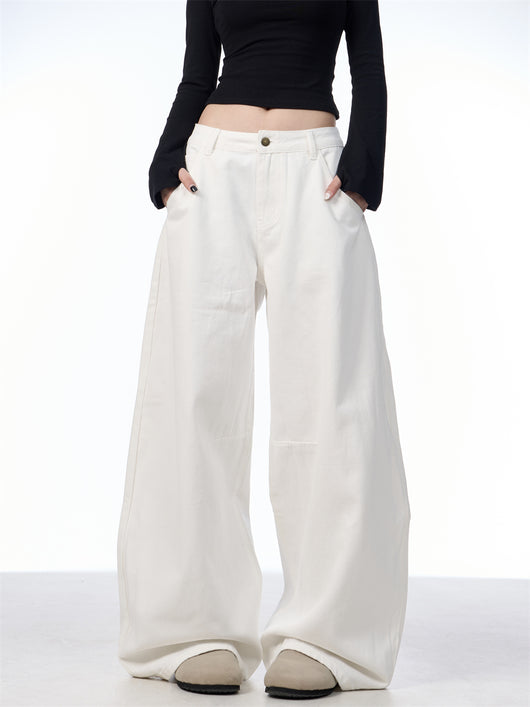 Pantalón Blanco Ancho de Pierna Recta Casual y Suelto - Image 28