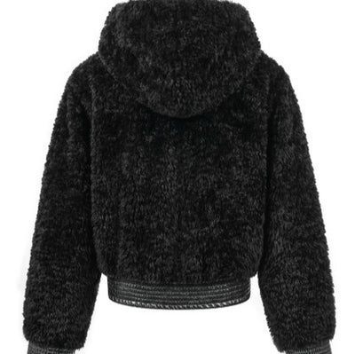 Chaqueta Hoodie de Piel Sintética con Detalles de Cuero - Image 3