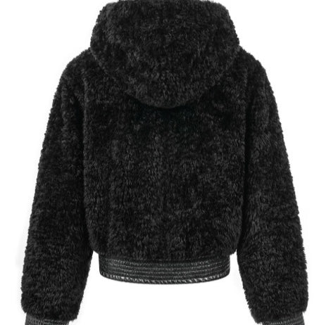 Chaqueta Hoodie de Piel Sintética con Detalles de Cuero - Image 3