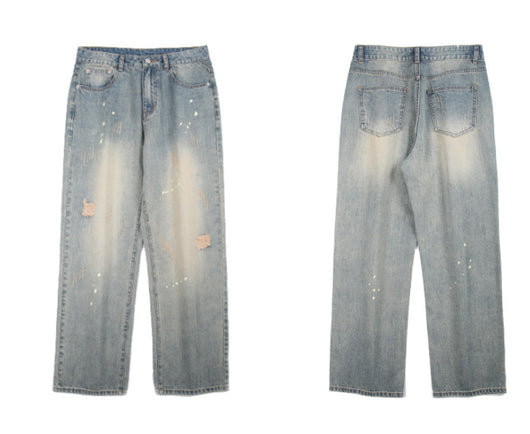 Pantalones Vaqueros Rectos con Desgarre Lavado a Agua para Hombre - Image 12