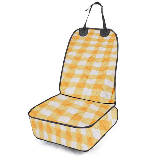 Brown quilted Oxford cloth pet car seat cover with black trim and adjustable straps, designed for vehicle co-pilot seats. - Image 7
