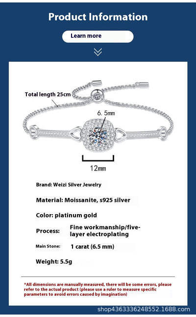 Pulsera de Plata Esterlina con Dije Cuadrado para Mujer - Image 11