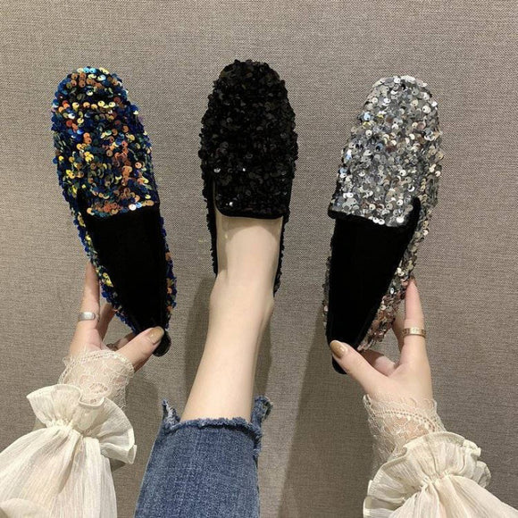 Zapatos de Tacón Bajo Brillantes Multiuso para Mujer