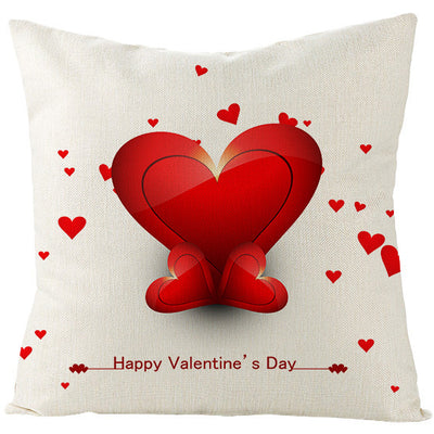 Funda de Almohada de Lino Rojo Corazón para San Valentín - Image 18