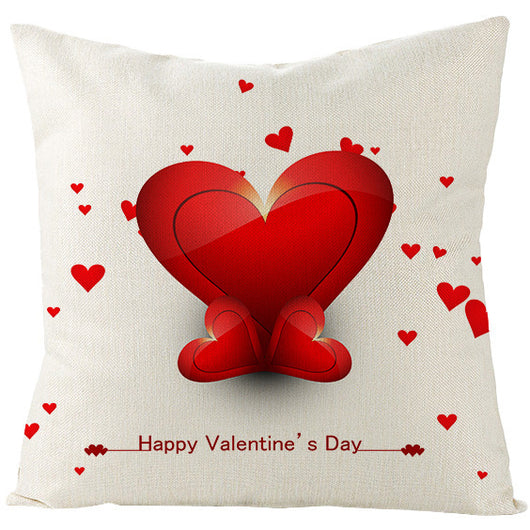 Funda de Almohada de Lino Rojo Corazón para San Valentín - Image 18