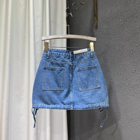 Falda Denim Estilo Tooling para Mujer