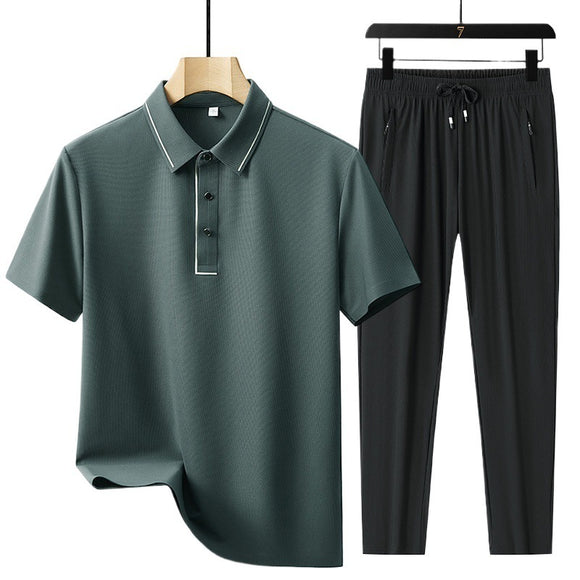 Conjunto Deportivo Polo y Pantalón Ice Silk sin Costuras - Lujo Ligero