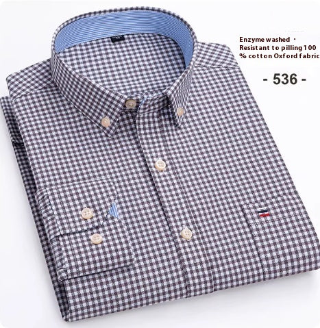Camisa Oxford de Algodón Puro a Cuadros para Hombre - Image 8
