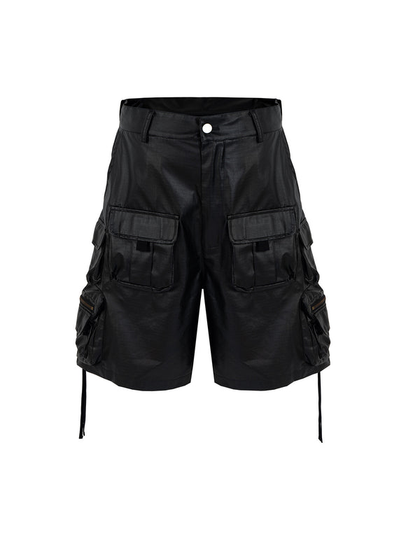 Shorts Tácticos con Recubrimiento Brillante y Multi-Bolsillos
