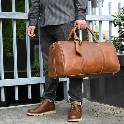 Bolsa de Viaje Vintage de Cuero Plegable Multifuncional - Image 9