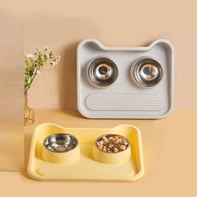 Comedero Doble Inclinado para Perros y Gatos con Protección Cervical
