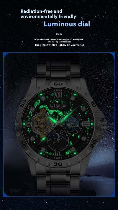 Reloj Automático Mecánico Impermeable con Esfera Luminiscente Estrellada - Image 8