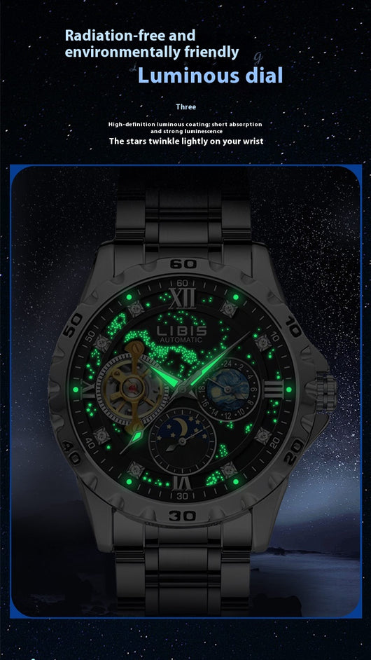Reloj Automático Mecánico Impermeable con Esfera Luminiscente Estrellada - Image 8