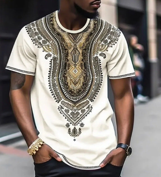 Camiseta Estilo Étnico con Impresión 3D Digital para Hombre - Image 3