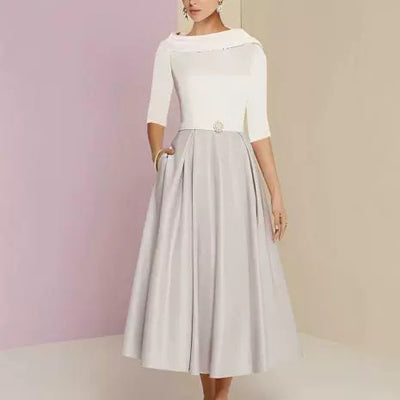 Vestido Elegante Hombros Descubiertos Manga Corta para Eventos - Image 8