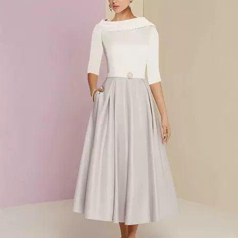 Vestido Elegante Hombros Descubiertos Manga Corta para Eventos - Image 8