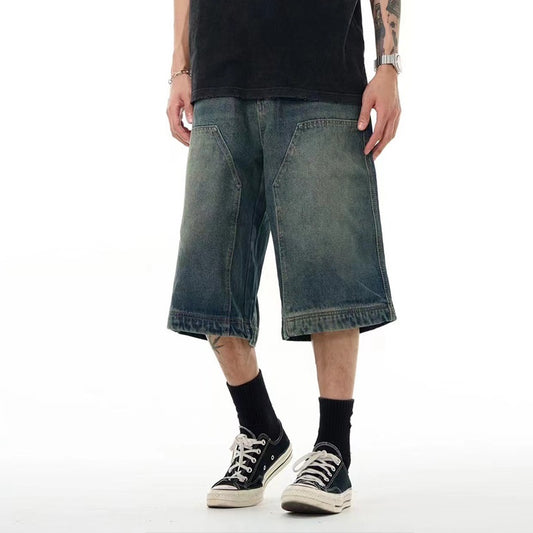 Shorts Jeans Hombre Corte Ancho Lavado Vintage