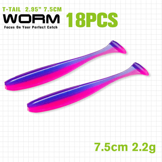 Gusano Artificial T-tail 55 75mm - Anzuelo de Pesca Realista - Image 19