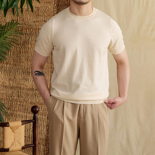 Camiseta Hombre Verano Tencel Algodón Cuello Redondo Manga Corta - Image 6