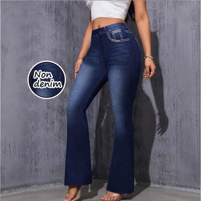 Mallas Deportivas Elásticas con Estampado Tipo Denim - Image 4