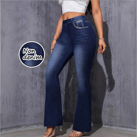Mallas Deportivas Elásticas con Estampado Tipo Denim - Image 4